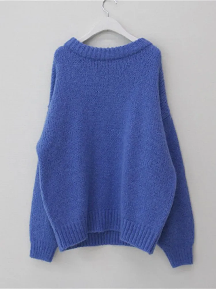 10 Colors Pink Women Sweater Womens Winter Sweaters Pullover Female Knitting Overszie Long Sleeve Loose Knitted Outerwear White