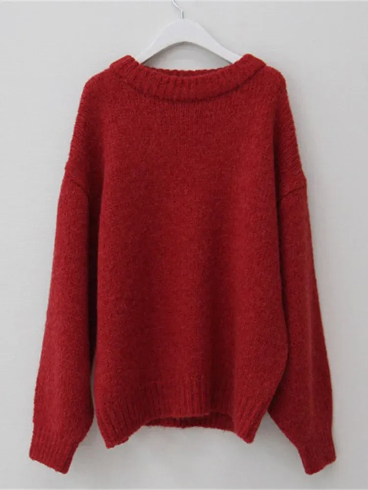 10 Colors Pink Women Sweater Womens Winter Sweaters Pullover Female Knitting Overszie Long Sleeve Loose Knitted Outerwear White