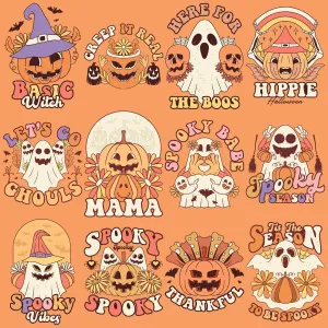 11 Retro Cute Fall Halloween Designs Bundle PNG