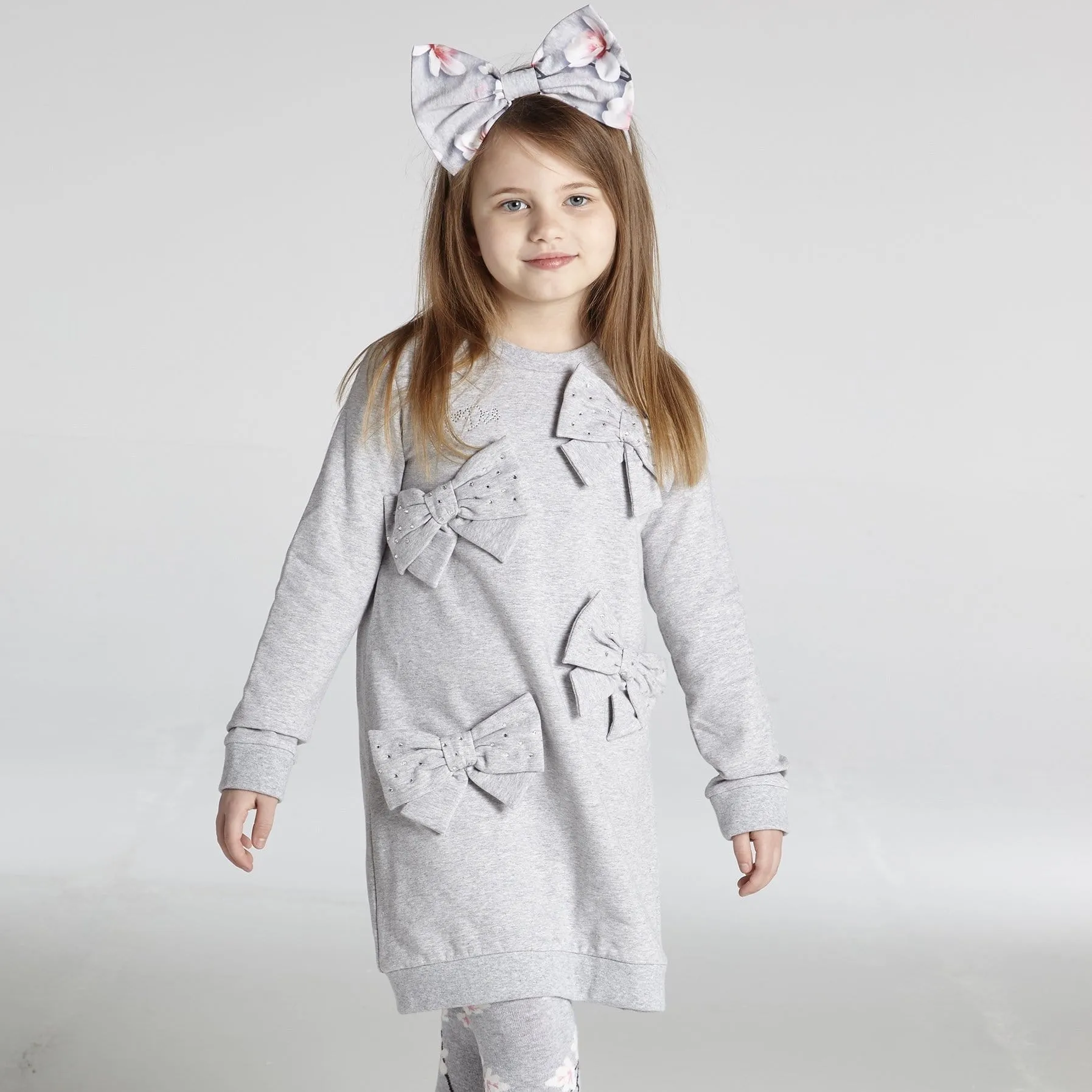 A DEE - Jumper Dress With Large Bows - Grey