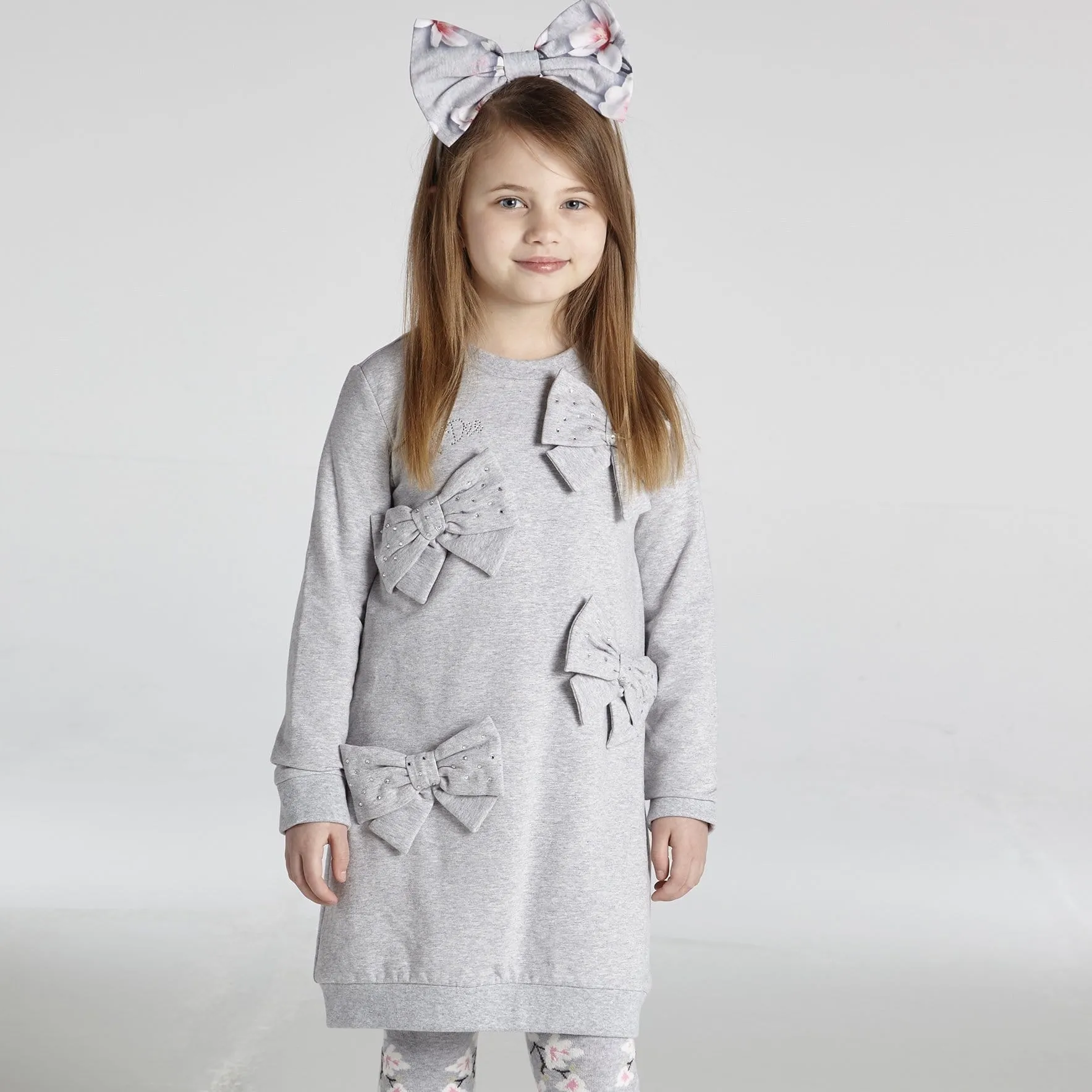 A DEE - Jumper Dress With Large Bows - Grey