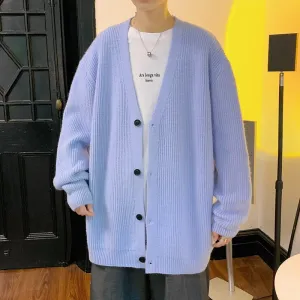 Aidase Men Cardigan Autumn Male Outwear Mens Sweaters V-neck Argyle Retro Japanese Trendy All-match Casual Oversized Loose Sweater