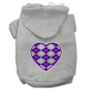 Argyle Heart Purple Screen Print Pet Hoodies Grey Size Xxl (18)
