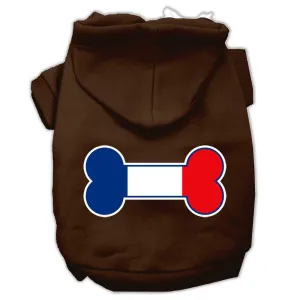 Bone Shaped France Flag Screen Print Pet Hoodies Brown Size L (14)