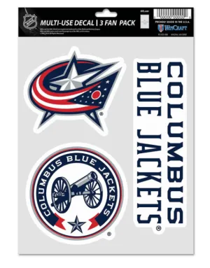 Columbus Blue Jackets Multi-Use Decals 3 Pack