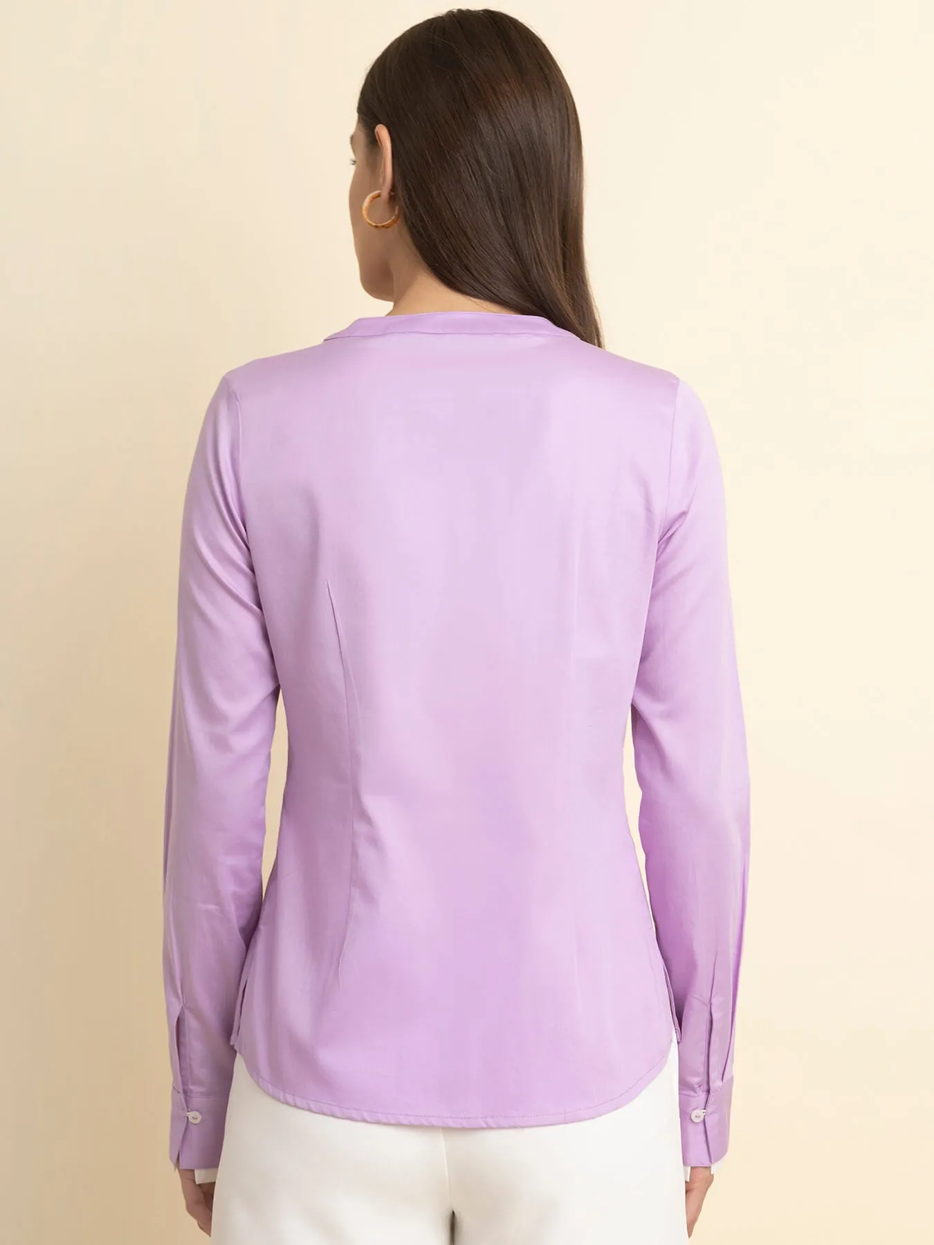 Cotton Layered Cuff Top - Lavender