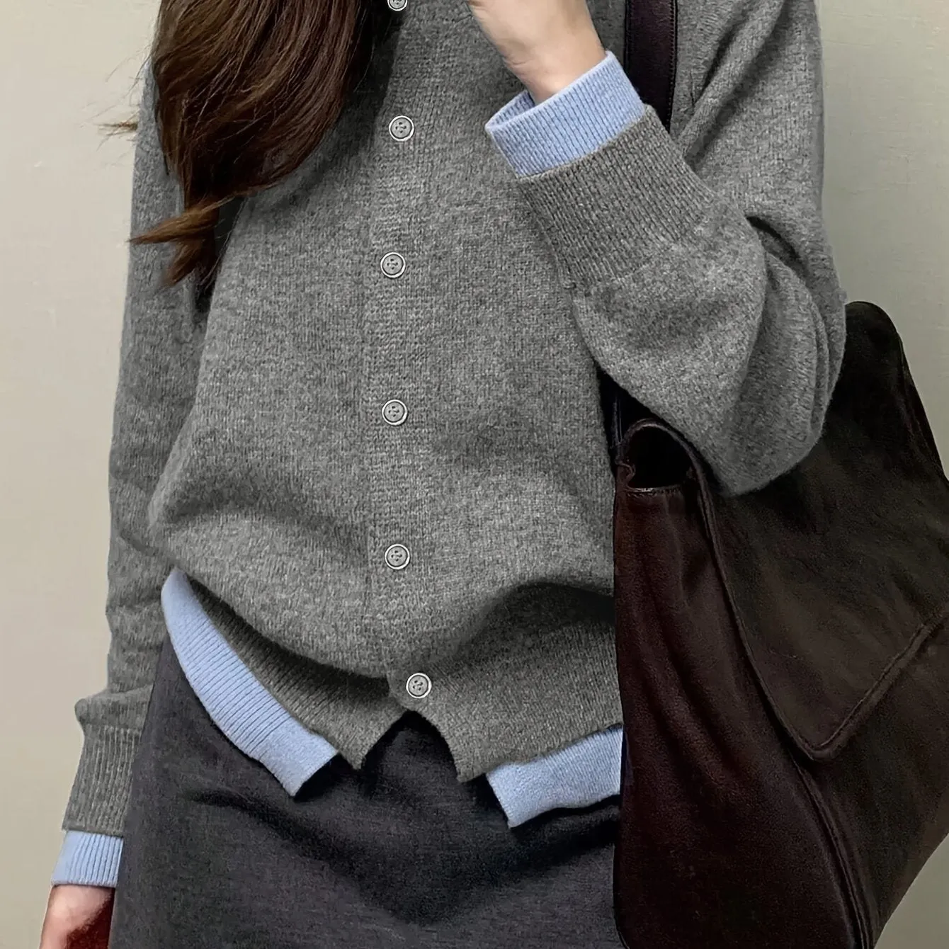 Cozy Chic Cardigan - Women's Long Sleeve Crew Neck Cardigans - Soft 100% Polyester Knit Fabric, Vibrant Color Block Design, Perfect for Spring and Fall Seasons, Everyday Wear