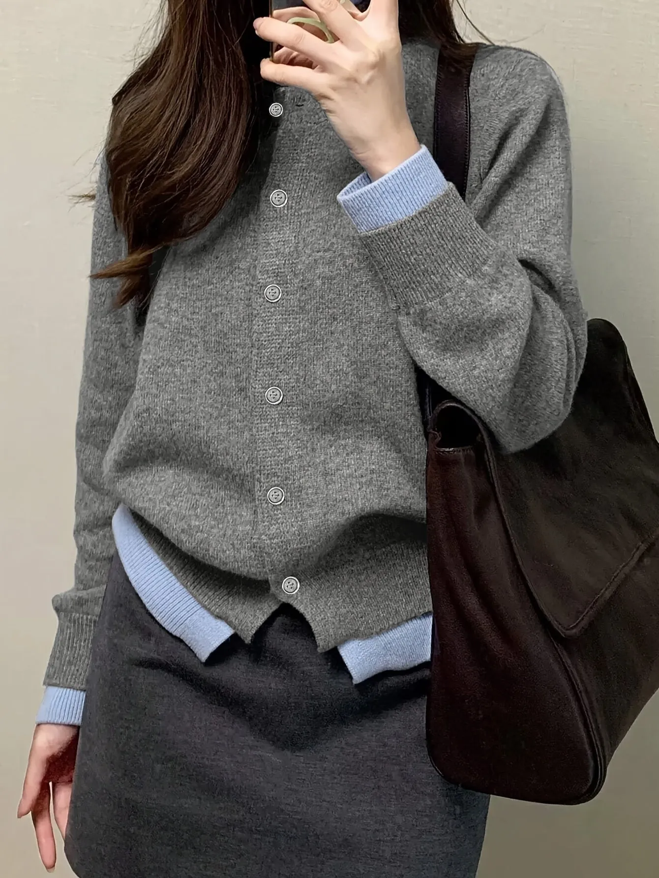 Cozy Chic Cardigan - Women's Long Sleeve Crew Neck Cardigans - Soft 100% Polyester Knit Fabric, Vibrant Color Block Design, Perfect for Spring and Fall Seasons, Everyday Wear