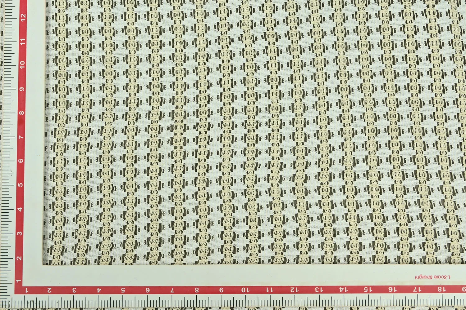 Cream & White Stripes Cotton Crochet Fabric