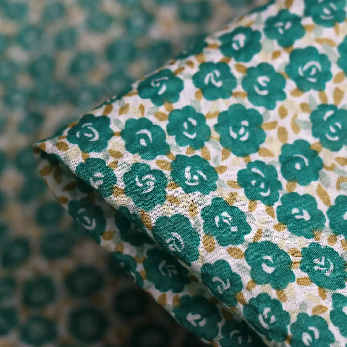 Emerald Spring Seersucker Cotton