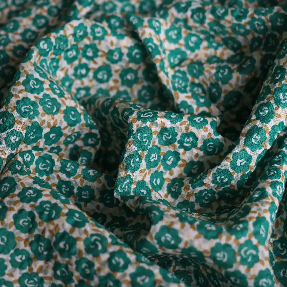Emerald Spring Seersucker Cotton