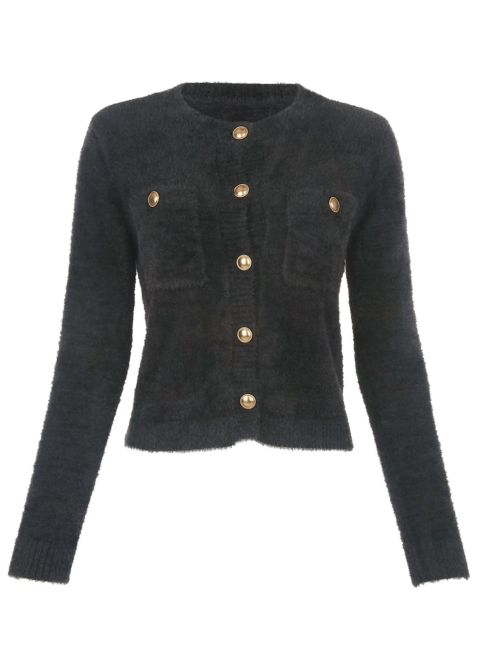 Eyelash Sweater Jacket - Black