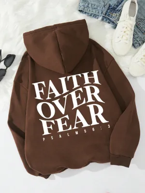 Ezwear Slogan Graphic Kangaroo Pocket Thermal Lined Hoodie