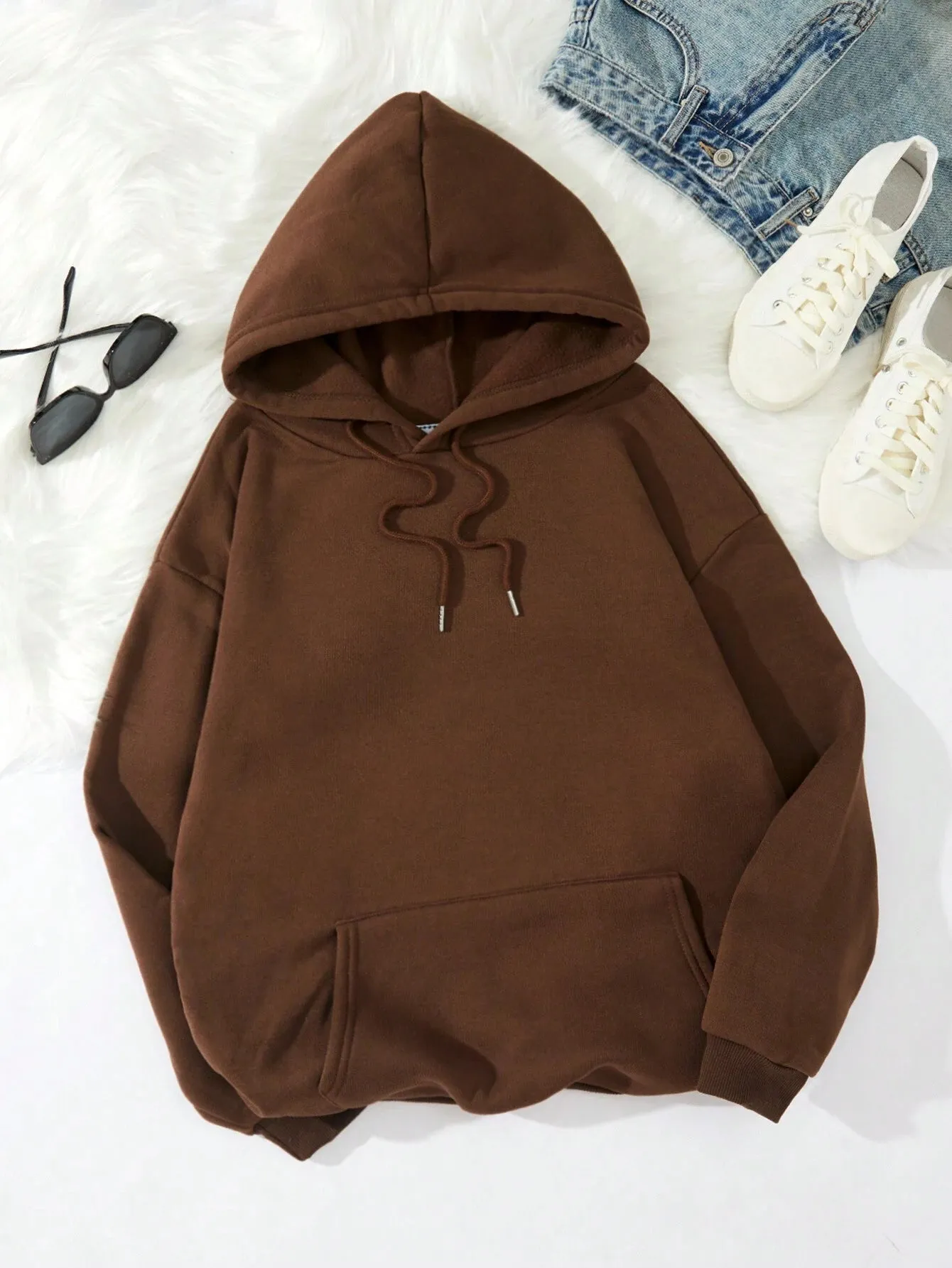 Ezwear Slogan Graphic Kangaroo Pocket Thermal Lined Hoodie