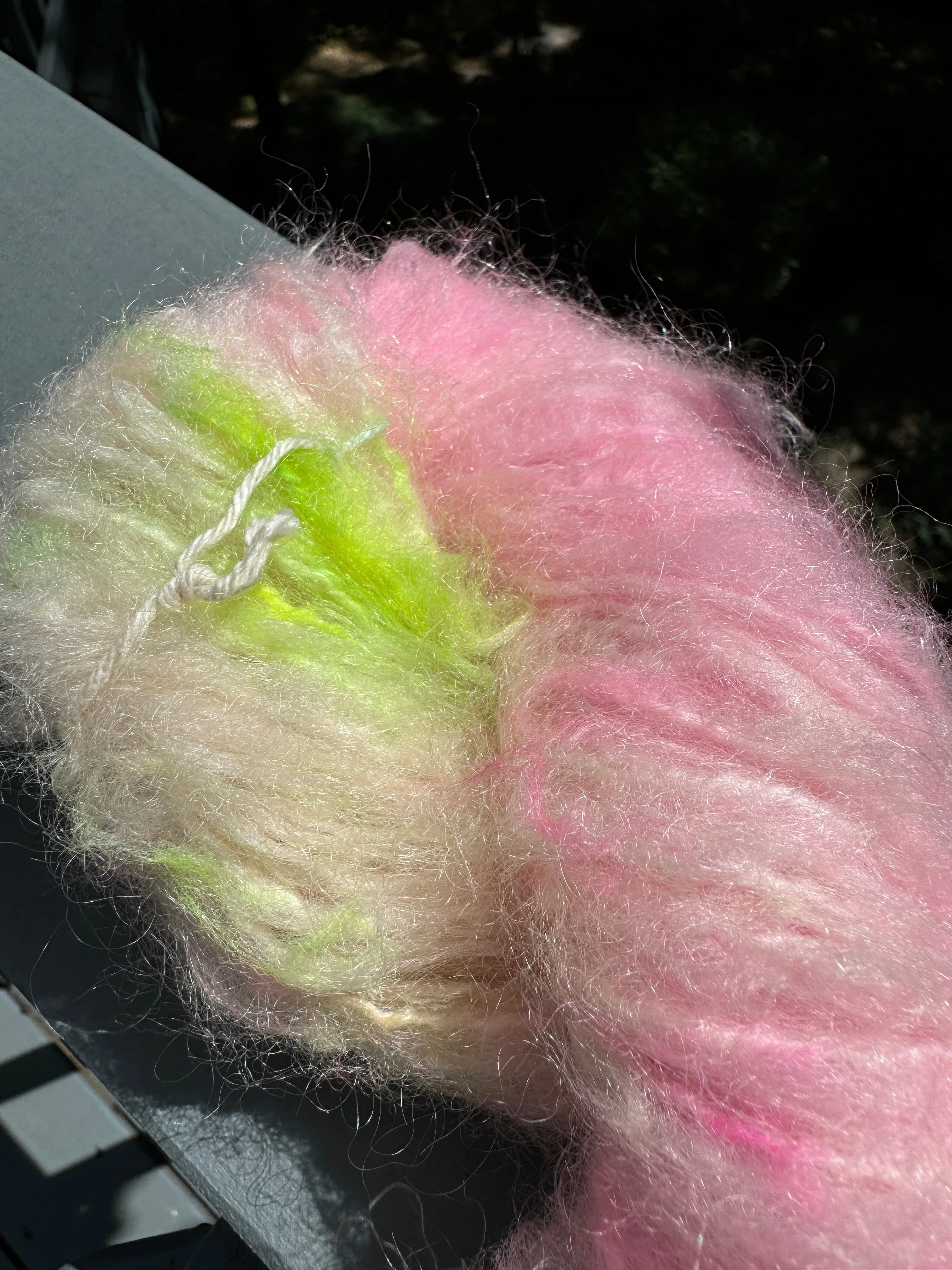 Hand Dyed Mohair Wool Bulky Yarn (Peachy Delight)