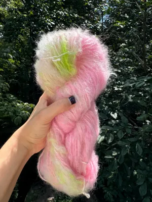 Hand Dyed Mohair Wool Bulky Yarn (Peachy Delight)