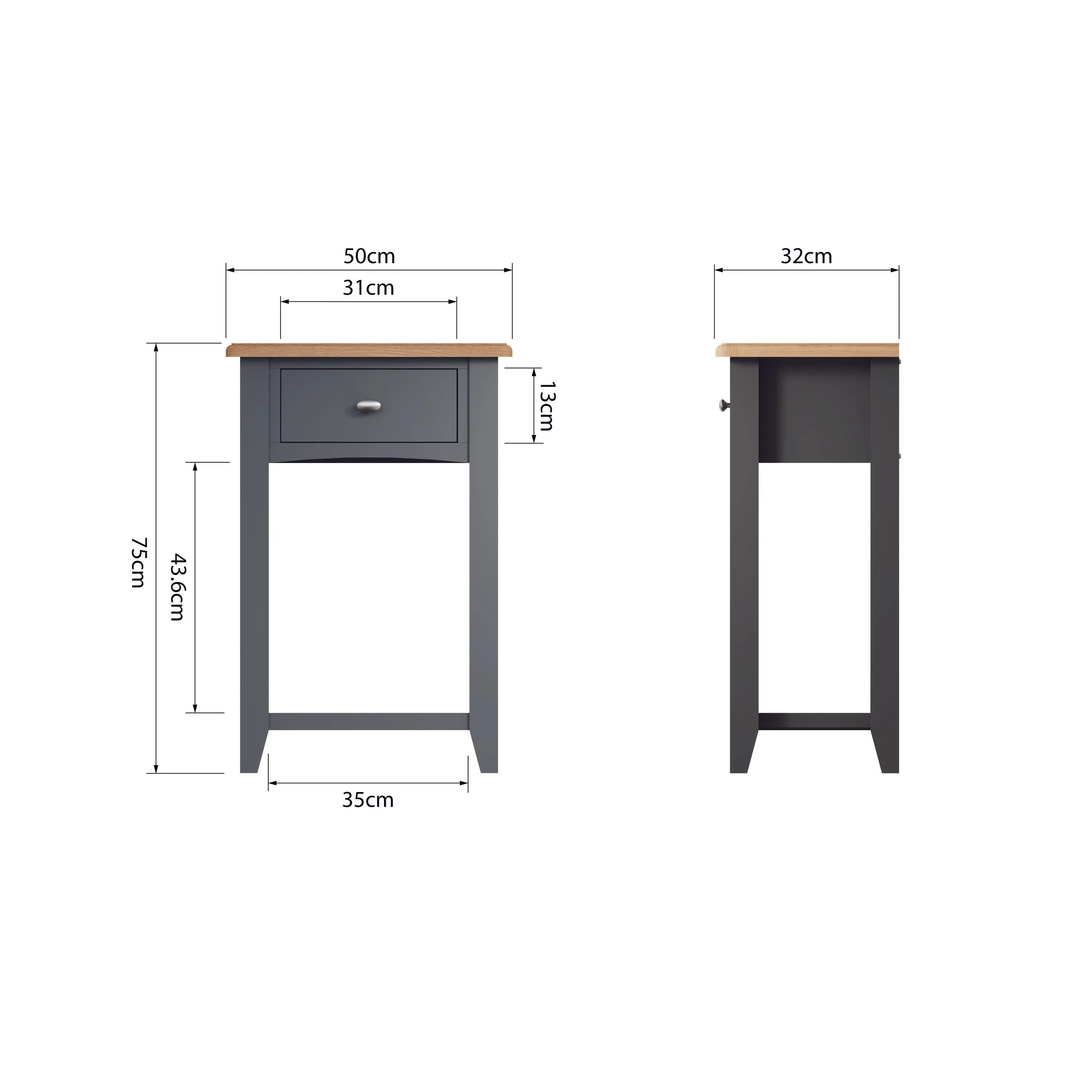 Malmesbury Grey Telephone Table 50 x 32 x 75 cm
