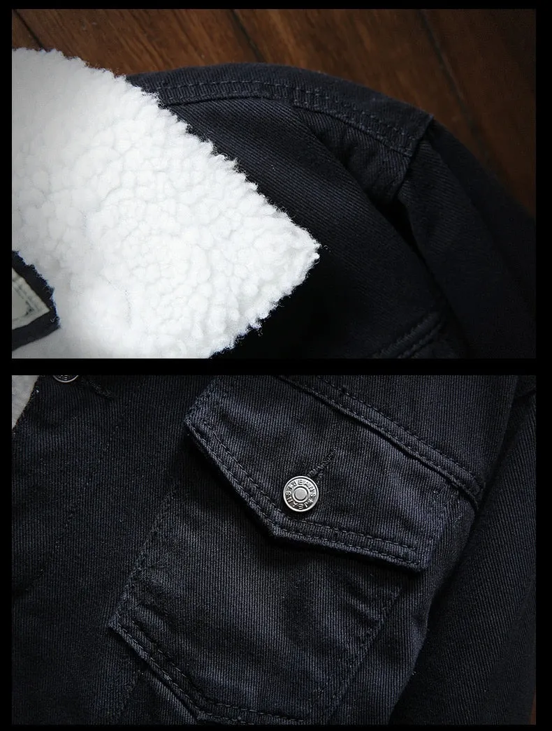 Men Warm Denim Jean Jackets