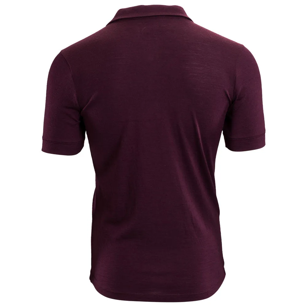 Mens Merino 180 Short Sleeve Polo Shirt (Plain Wine)