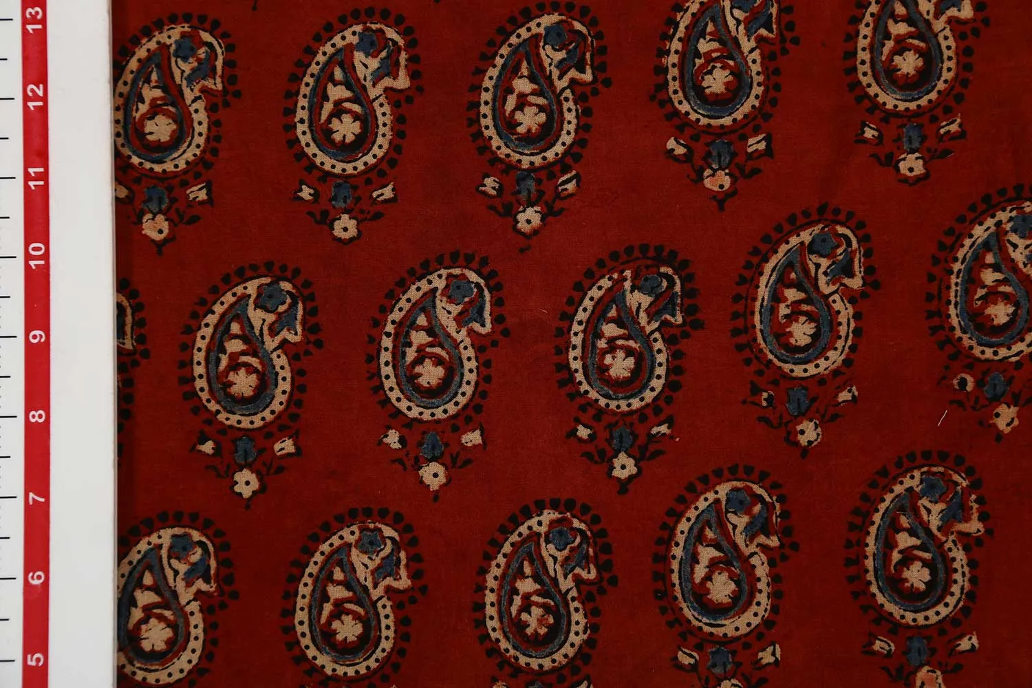 Multicolor Motifs Ajrakh Printed Cotton Fabric