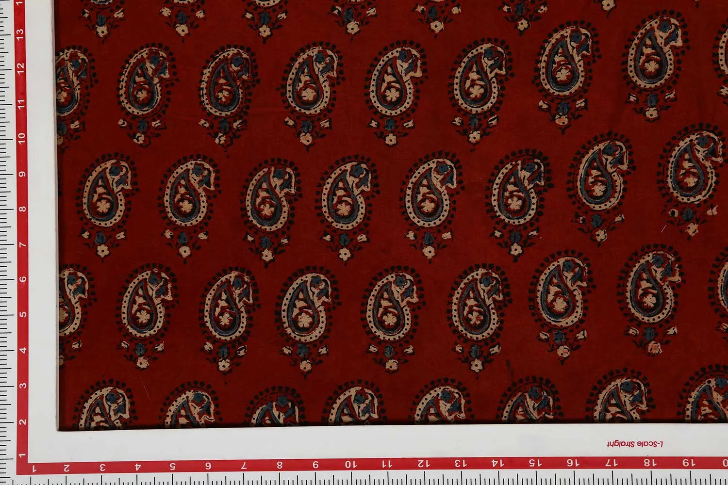 Multicolor Motifs Ajrakh Printed Cotton Fabric