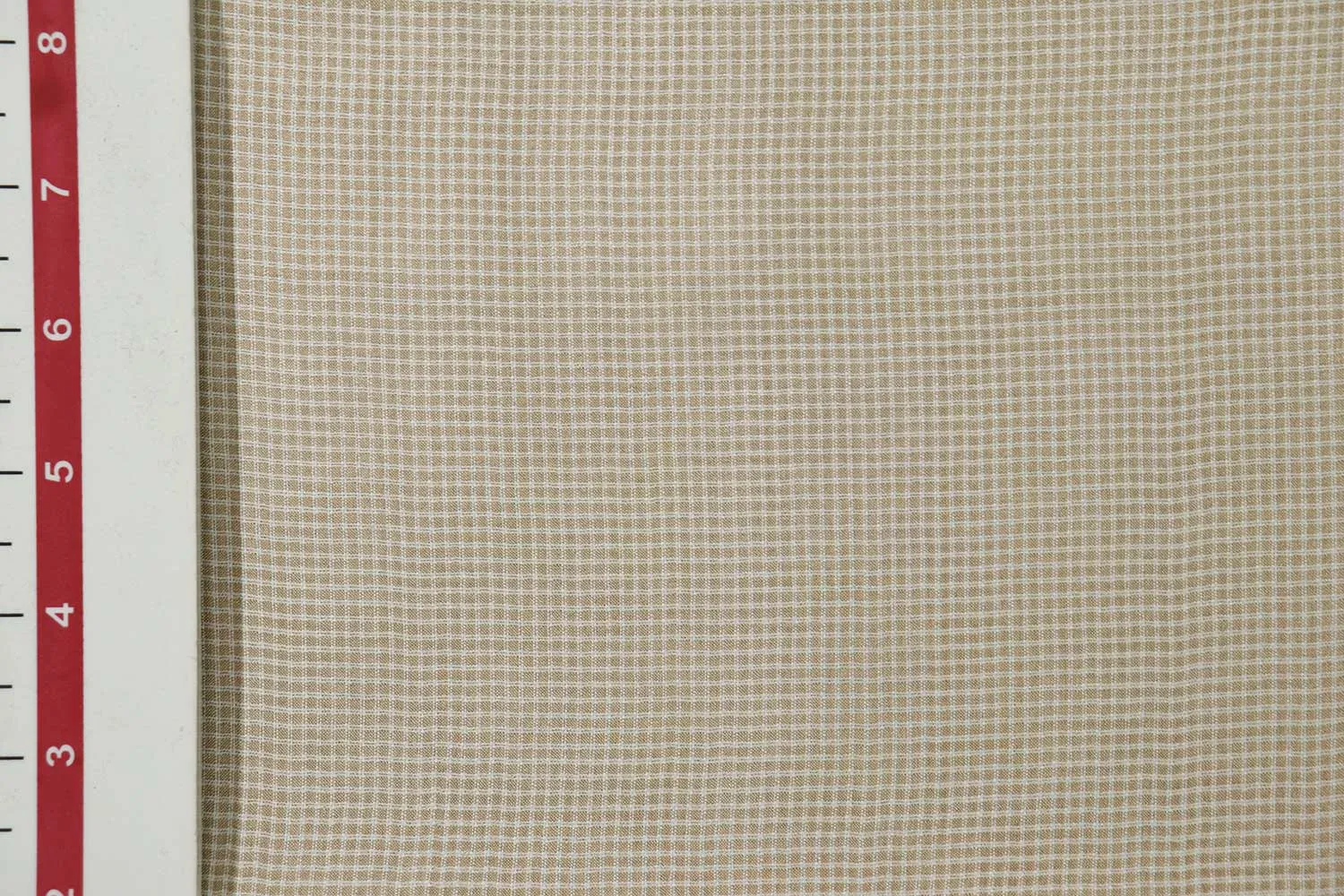 Off White & Light Brown Checks Cotton Handspun Fabric