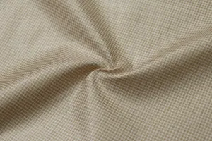 Off White & Light Brown Checks Cotton Handspun Fabric
