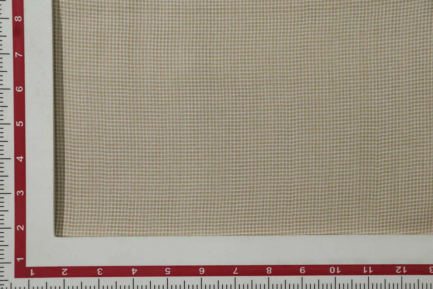Off White & Light Brown Checks Cotton Handspun Fabric