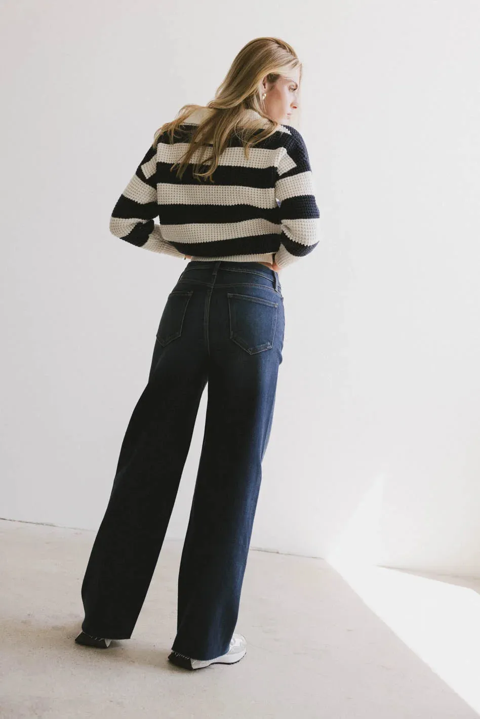 Ozzie Striped Sweater in Navy