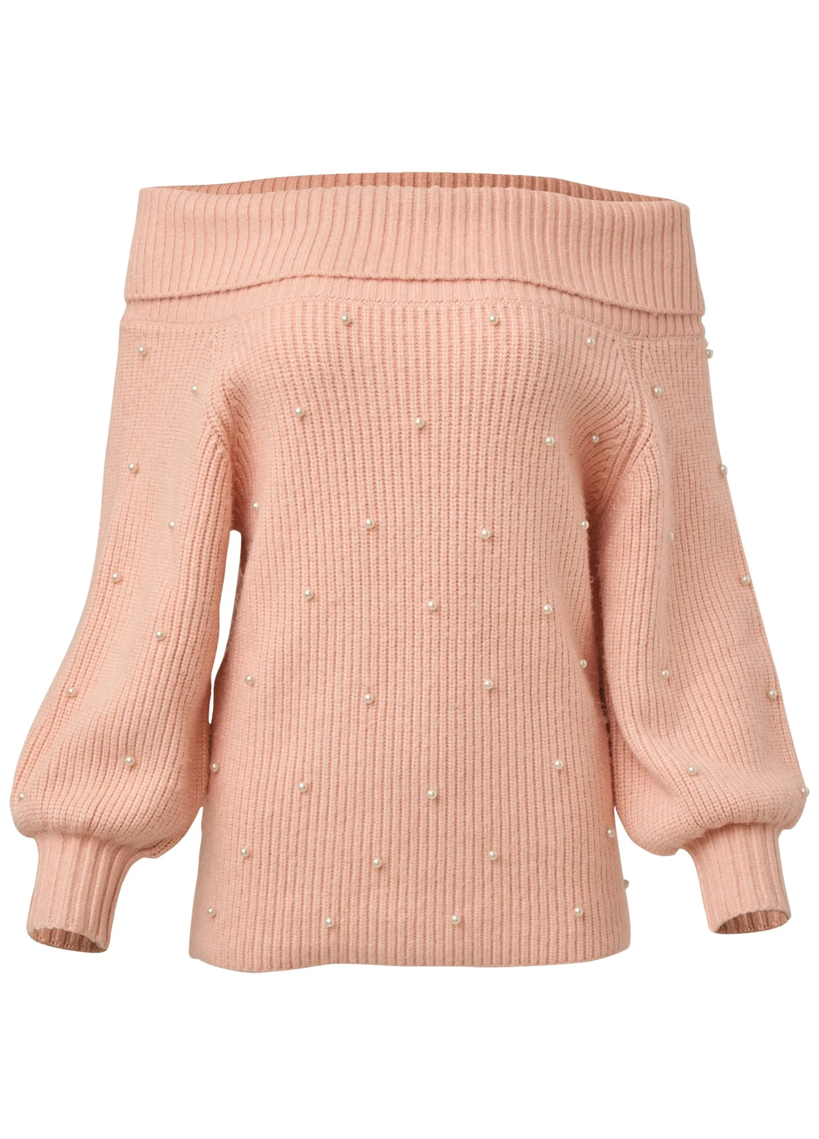 Pearl Embellished Sweater - Peach