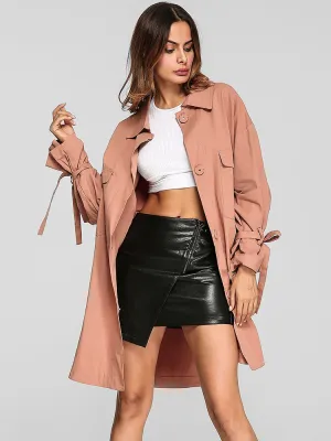Pure Color Tie  Women Jackets