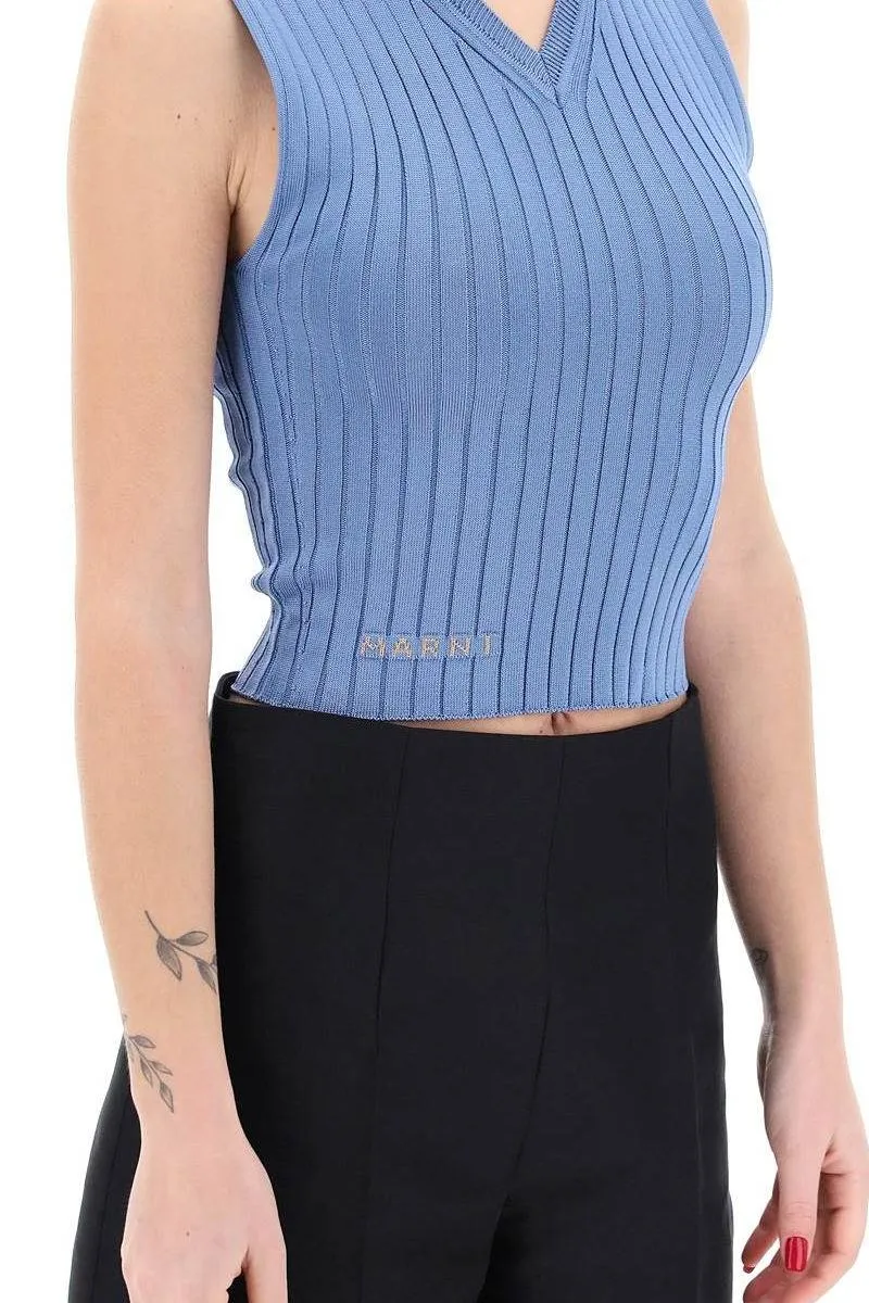 SLEEVELESS RIBBED KNIT TOP