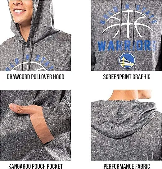 Ultra Game NBA Official Men’s Super Soft Lightweight Pullover Hoodie Sweatshirt - Unisex, Houston Rockets, Heather Charcoal|Houston Rockets