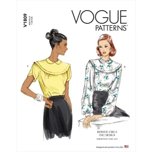 Vogue Pattern V1809 Misses' Tops