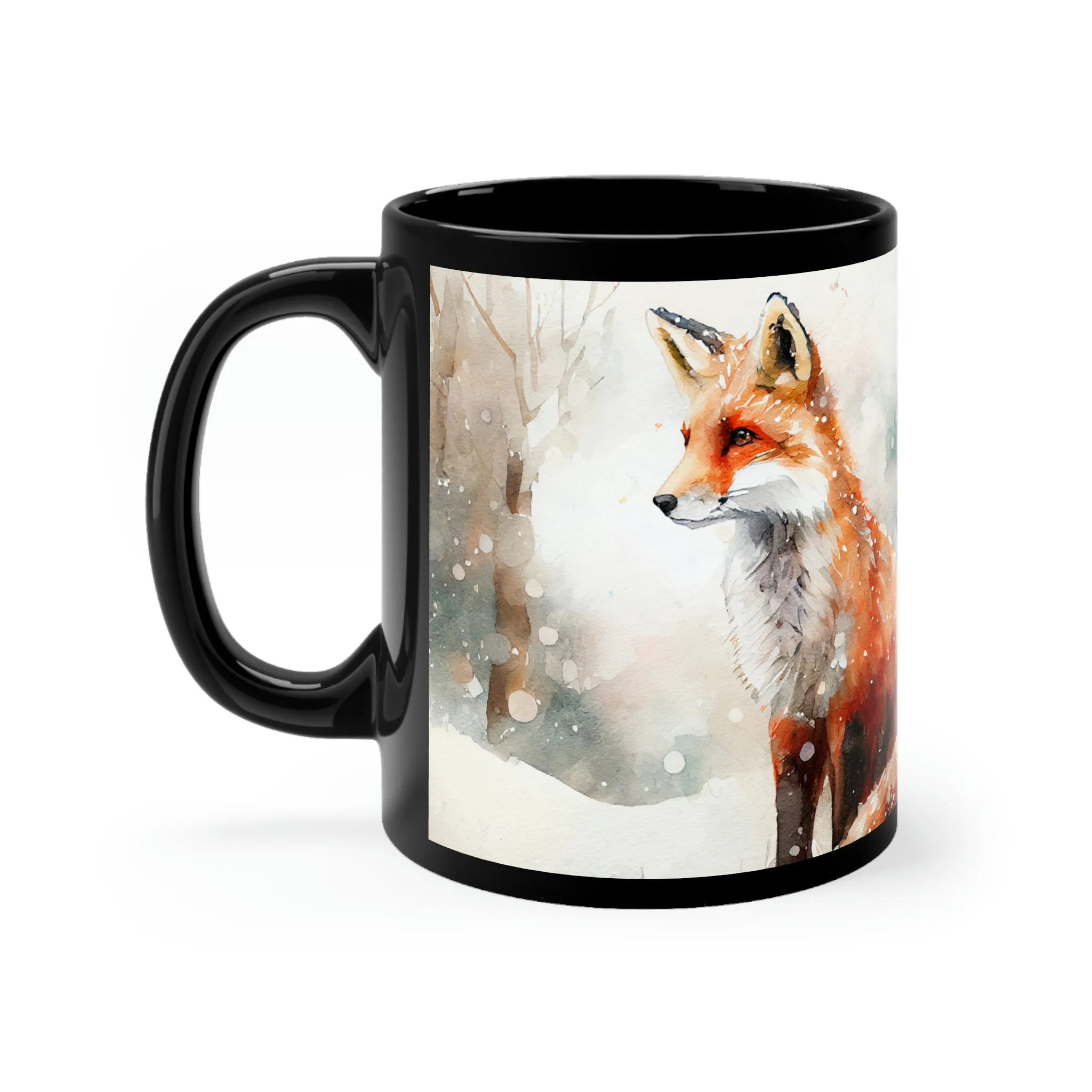 Winter Fox 01 - Black mug 11oz