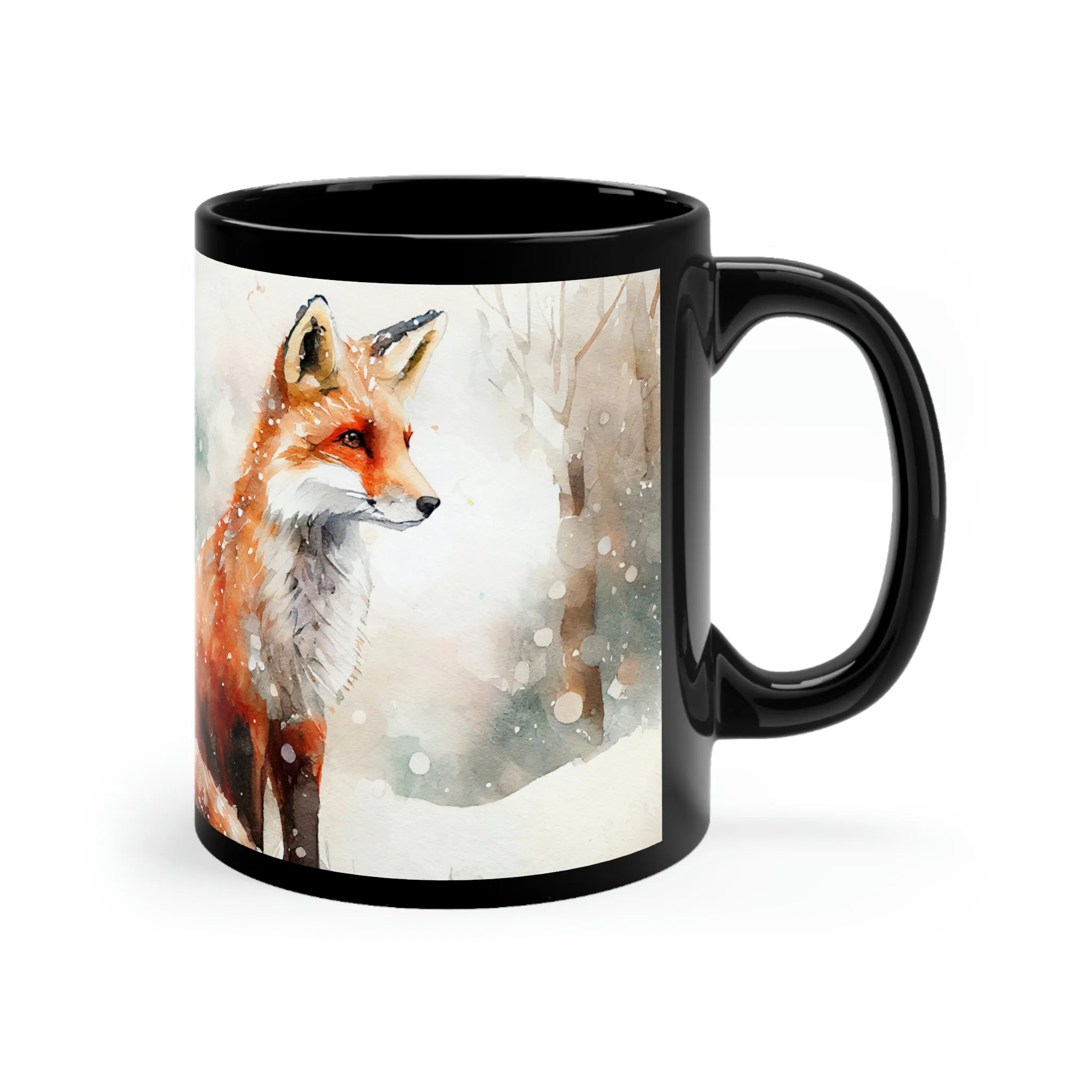 Winter Fox 01 - Black mug 11oz