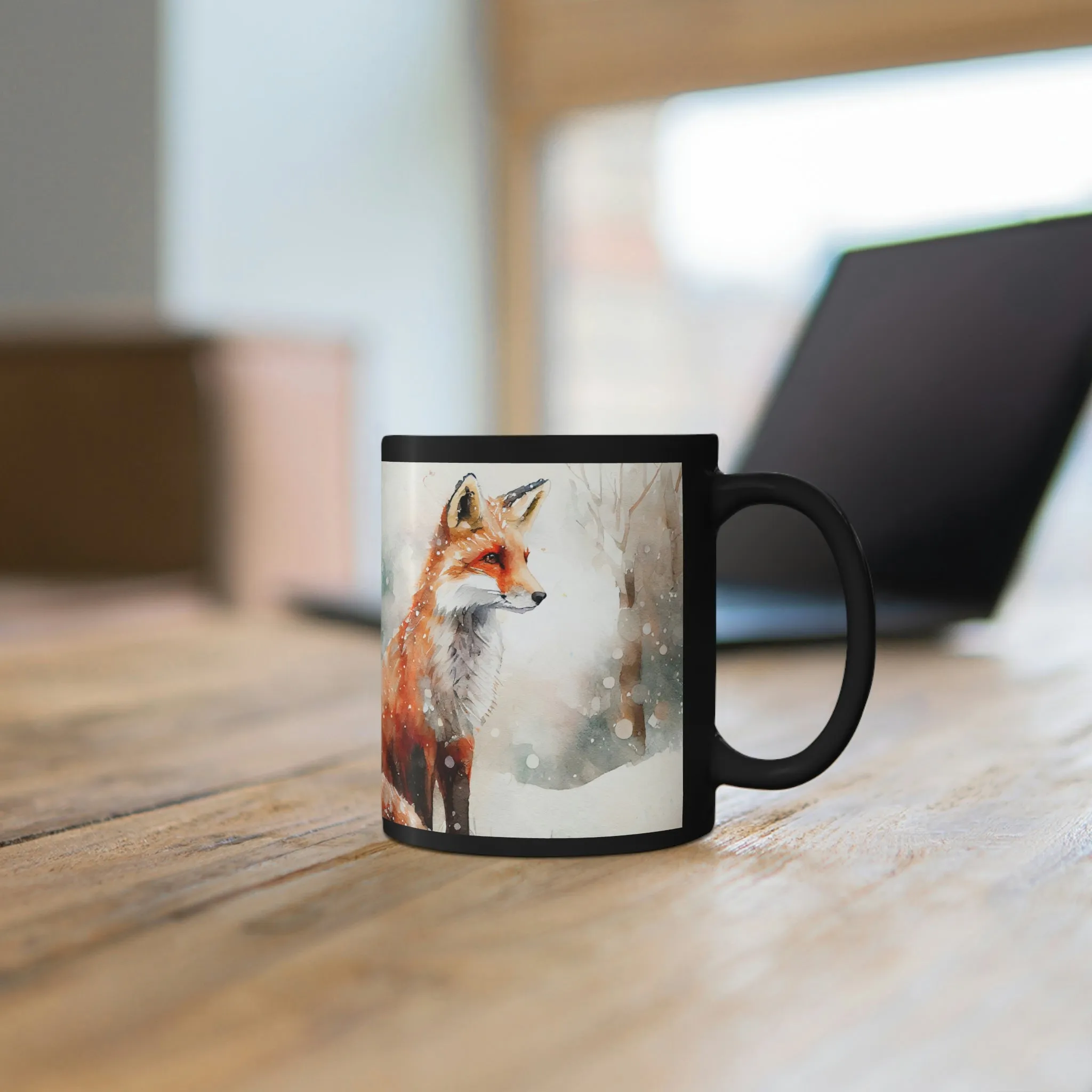 Winter Fox 01 - Black mug 11oz