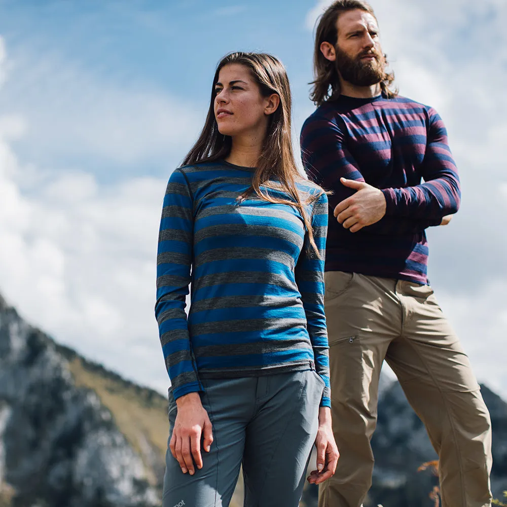 Womens Merino 180 Long Sleeve Crew (Smoke/Blue)