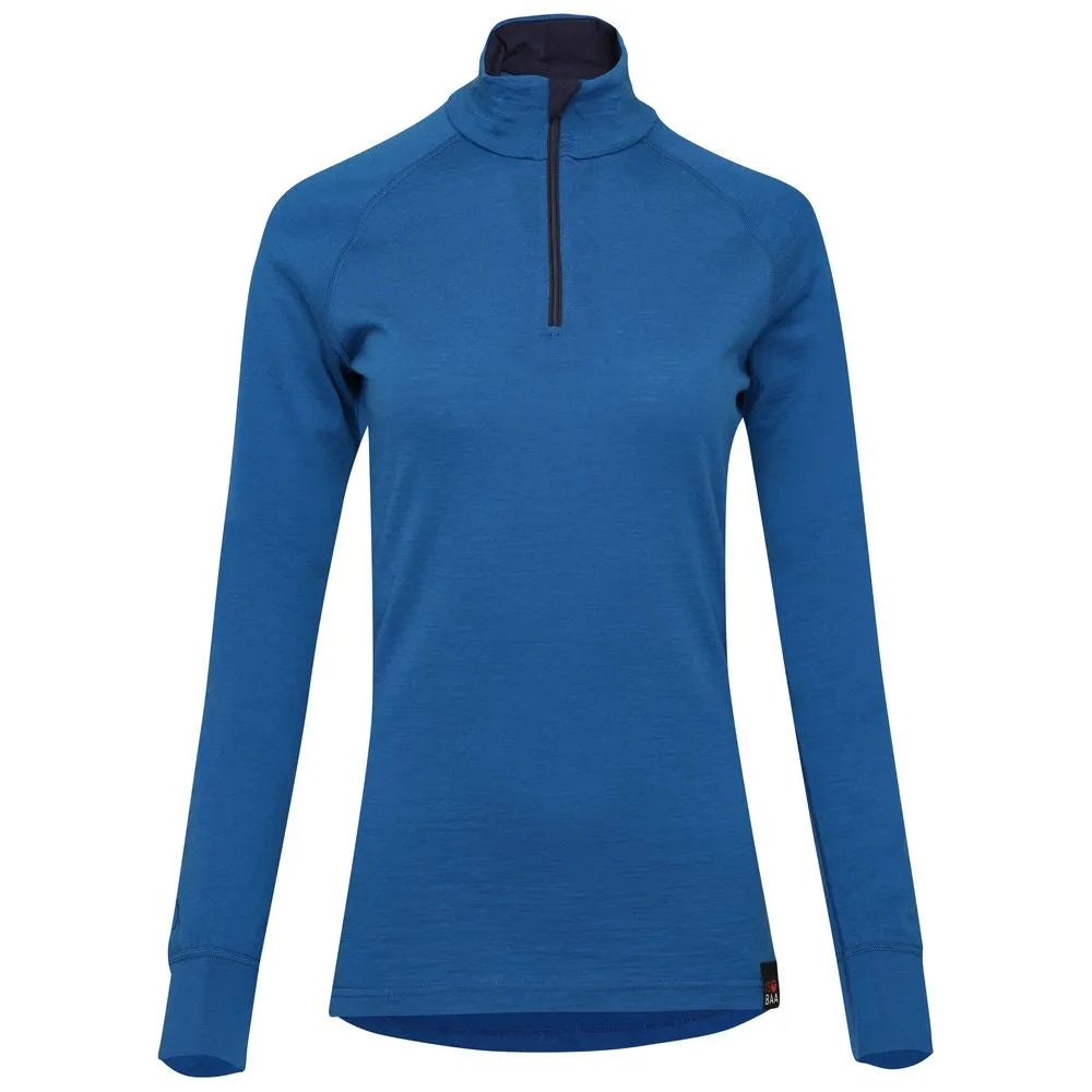 Womens Merino 200 Long Sleeve Zip Neck (Blue)