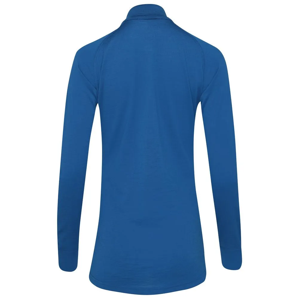 Womens Merino 200 Long Sleeve Zip Neck (Blue)