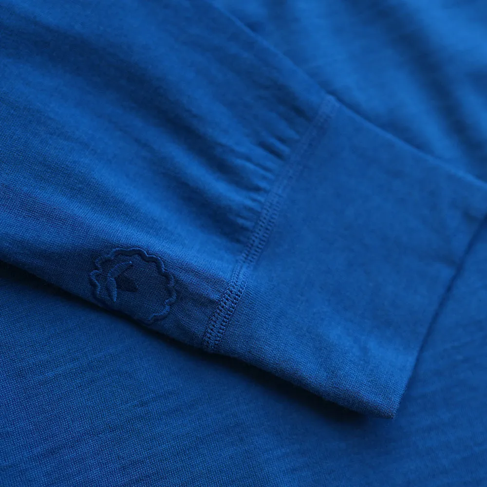 Womens Merino 200 Long Sleeve Zip Neck (Blue)