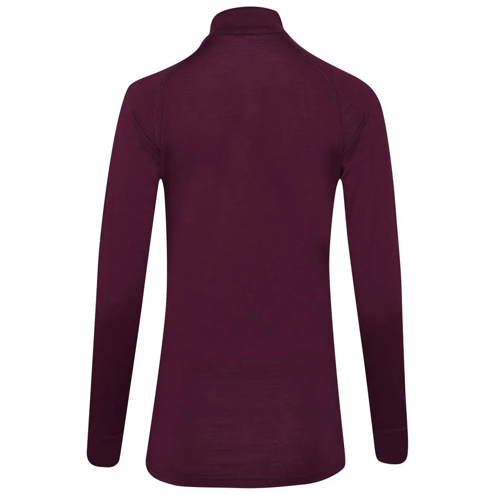 Womens Merino 200 Long Sleeve Zip Neck (Wine)