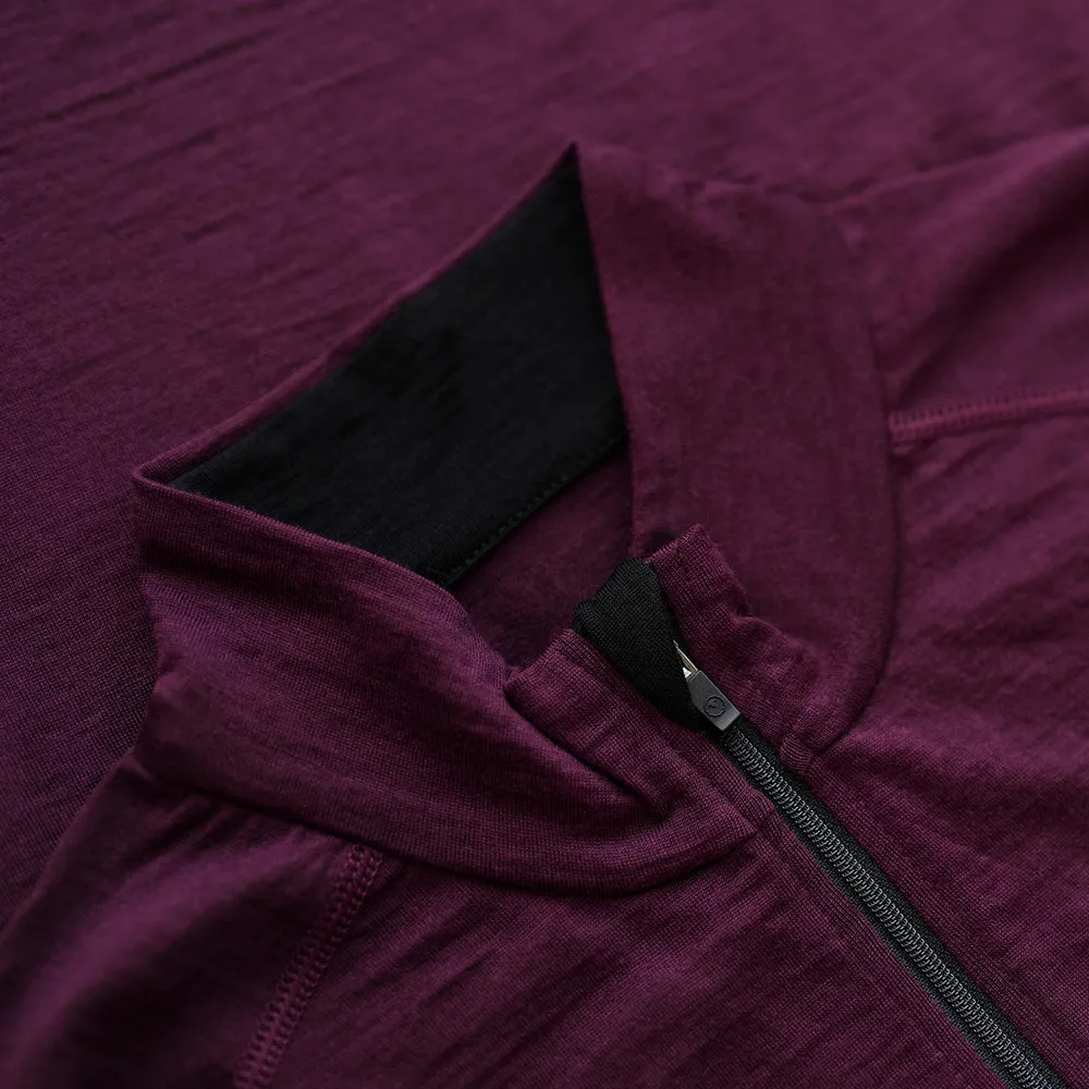 Womens Merino 200 Long Sleeve Zip Neck (Wine)
