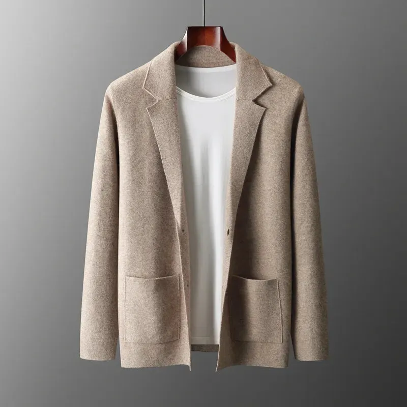 Wool Men's Suit Collar Cardigan Winter Sweater