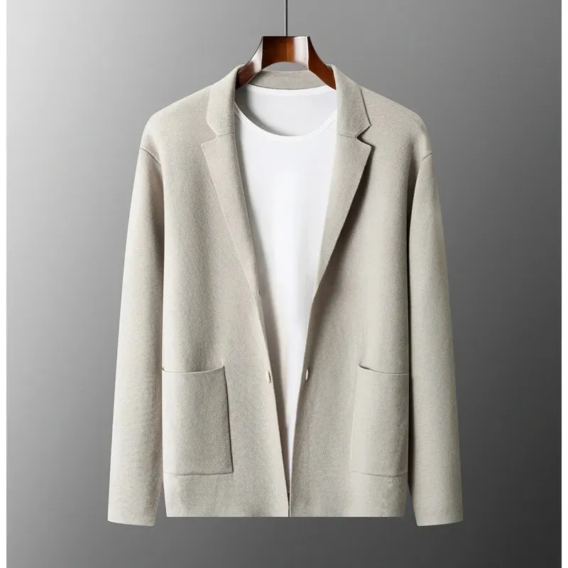 Wool Men's Suit Collar Cardigan Winter Sweater