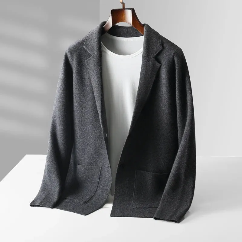 Wool Men's Suit Collar Cardigan Winter Sweater