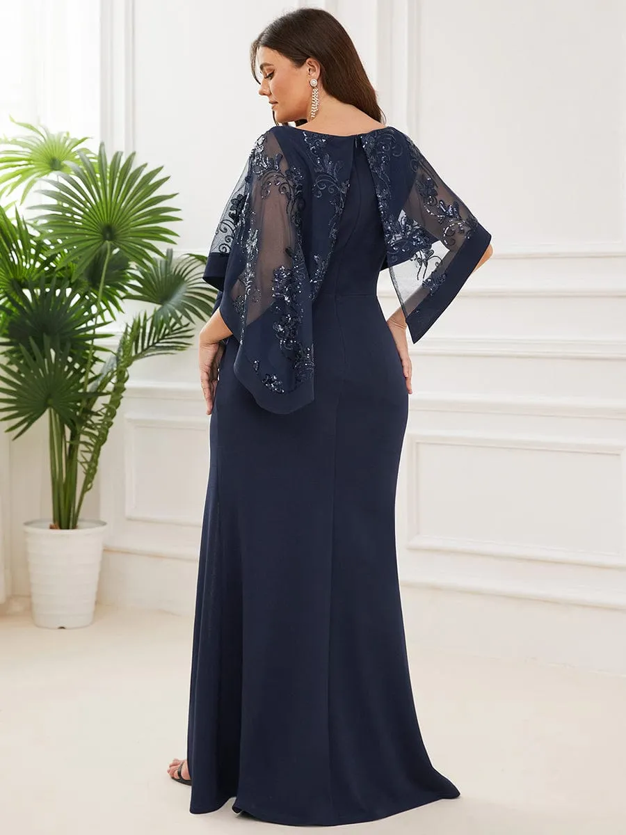 Zola | Plus Size Lace Sequin Shirt Floor-Length Mother Dress