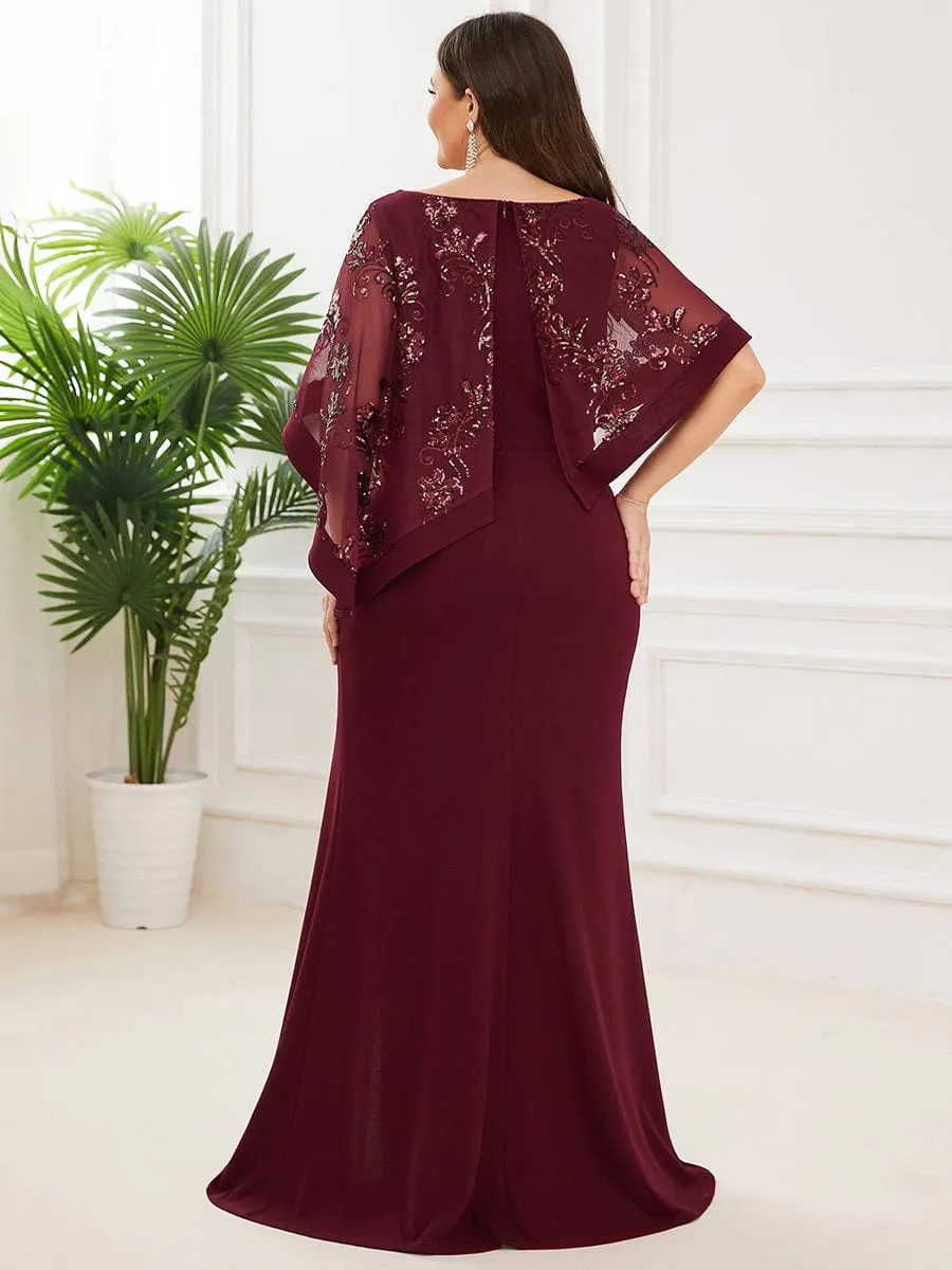 Zola | Plus Size Lace Sequin Shirt Floor-Length Mother Dress