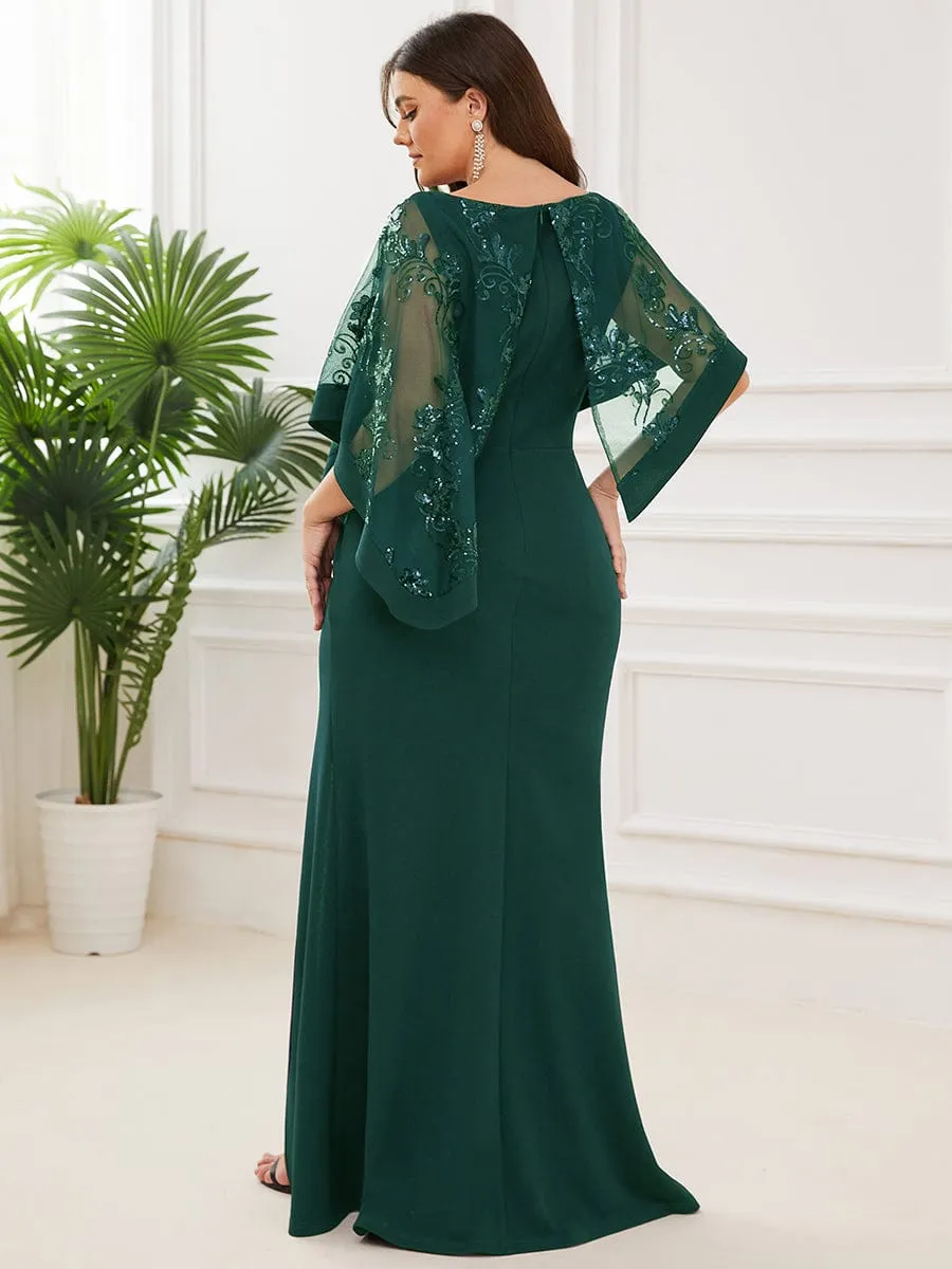 Zola | Plus Size Lace Sequin Shirt Floor-Length Mother Dress