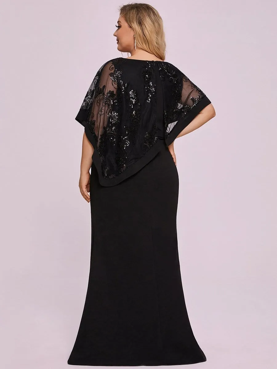 Zola | Plus Size Lace Sequin Shirt Floor-Length Mother Dress
